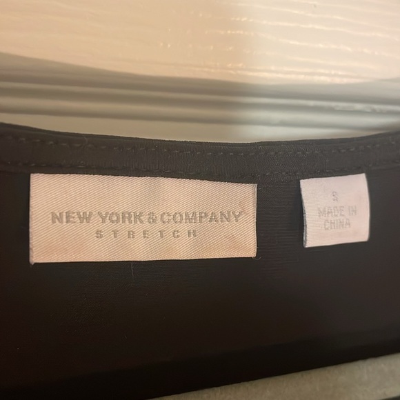 New York & Company Long Black Stretch Dress With Gold Belt - Picture 4 of 10